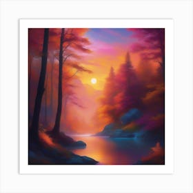 Sunset In The Forest 1 Art Print