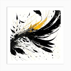 Black And Yellow Feathers Art Print