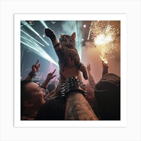 Cat At A Concert Art Print