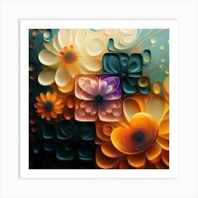 Abstract Flowers 1 Art Print