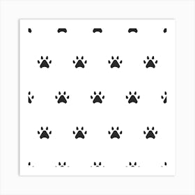 Black And White Paw Print Pattern Art Print