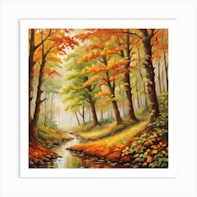 Forest In Autumn In Minimalist Style Square Composition 143 Art Print