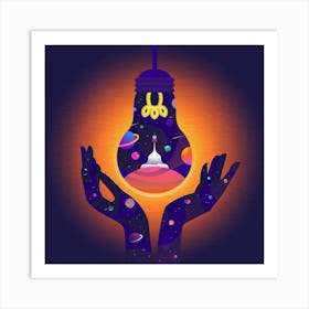 Light Bulb In Hands Art Print