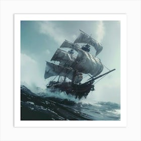 Boat In The Storm Art Print