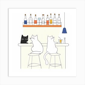 Cats At The Bar Art Print