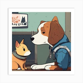 Homeless Pets Simple Sticker In Pixar Style (2) Art Print