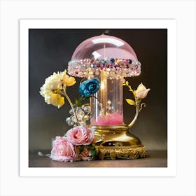 Cloche De Verre Lampe Rose (1) Art Print