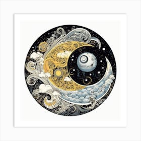 Moon And Stars 10 Art Print