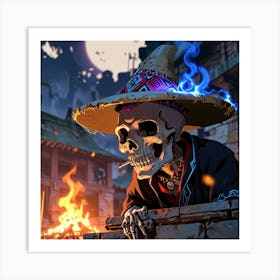 Skeleton In A Hat 1 Art Print