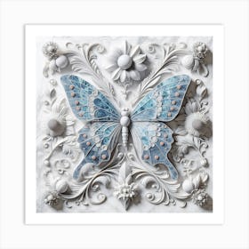 Marble Butterfly Panel IV Art Print