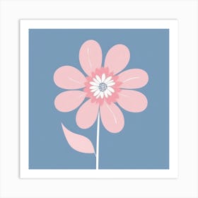 A White And Pink Flower In Minimalist Style Square Composition 106 Art Print