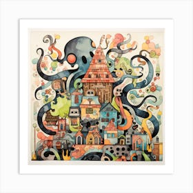 Octopus City 1 Art Print