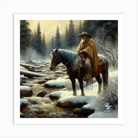 Mountain Man By Stream Copy Art Print