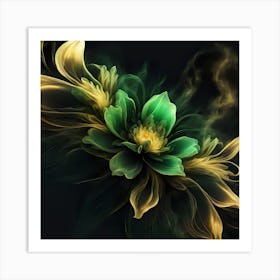 Green Flower Wallpaper Art Print