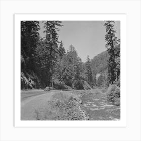 Willamette National Forest, Lane County, Oregon, Mountain Stream And Highway By Russell Lee Art Print