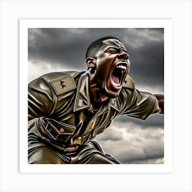 Soldier Shouts Art Print