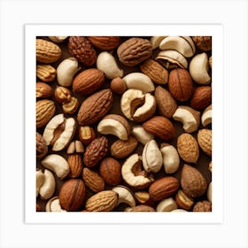 Nuts On A Brown Background 5 Art Print