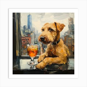 Airedale Welshie At The Bar 13 Art Print