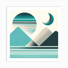 Moon And Mountains 2 Art Print