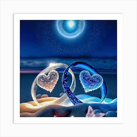 Two Hearts In The Sand Art Print