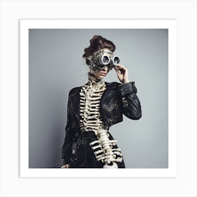 Skeletal Couture Steampunk Woman Fashion Art Print