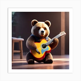 Teddy Bear Playing Guitar Art Print