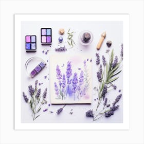 Watercolor Of Lavender Flowers Art Print