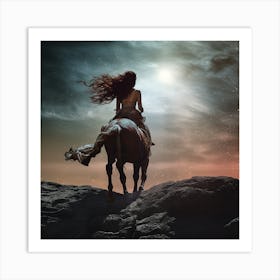 Woman On Horseback Art Print