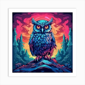 Owl In The Forest Art Print