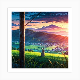 Rabbit At Sunset Art Print