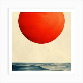 Red Sun Over The Ocean Art Print