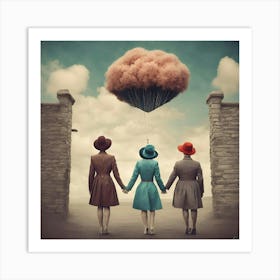 Three Women Holding Hands Art Print