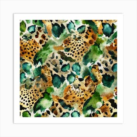 A Watercolor Seamless Pattern With Leopard Print Art Print