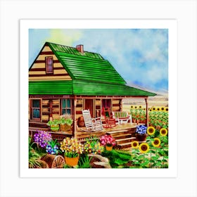 Country House With Sunflowers Art Print