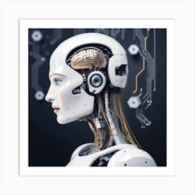 Robot With A Brain Art Print