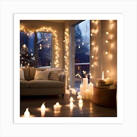 Christmas Lights In The Living Room Art Print
