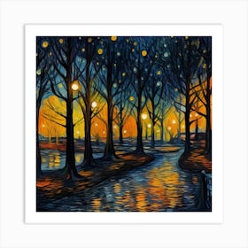 Starry Night In The Park Art Print