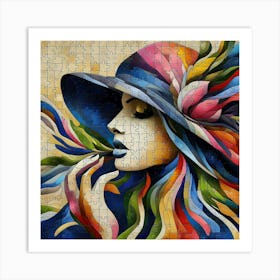 Abstract Puzzle Art French woman 1 Art Print