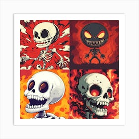 Spooky Halloween Skeleton Emojis Artwork 12 Art Print