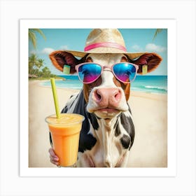 Cow On The Beach 1 Art Print