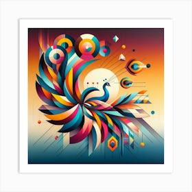 Abstract modernist Peacock 1 Art Print