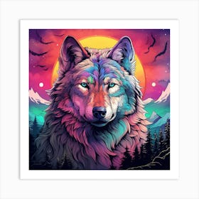 Wolf at night Art Print