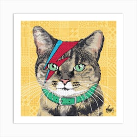 Bowie Tabby Square Art Print