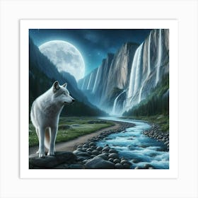 Wolf on the Riverbank Art Print