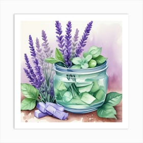 1000014690 Portrait of mints and lavender art print. Art Print