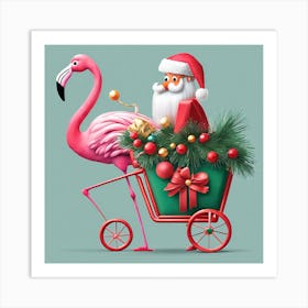 Flamingo Christmas Art Print