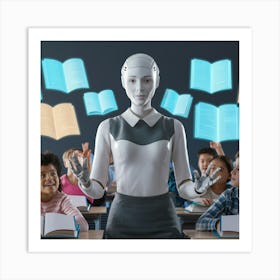 Robot In Classroom 12 Art Print