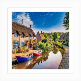 Houseboats On A Canal Poster