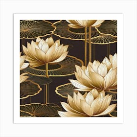 Gold Lotus 1 Art Print