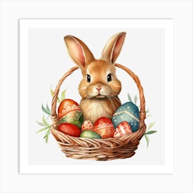 Easter Bunny In Basket 10 Art Print